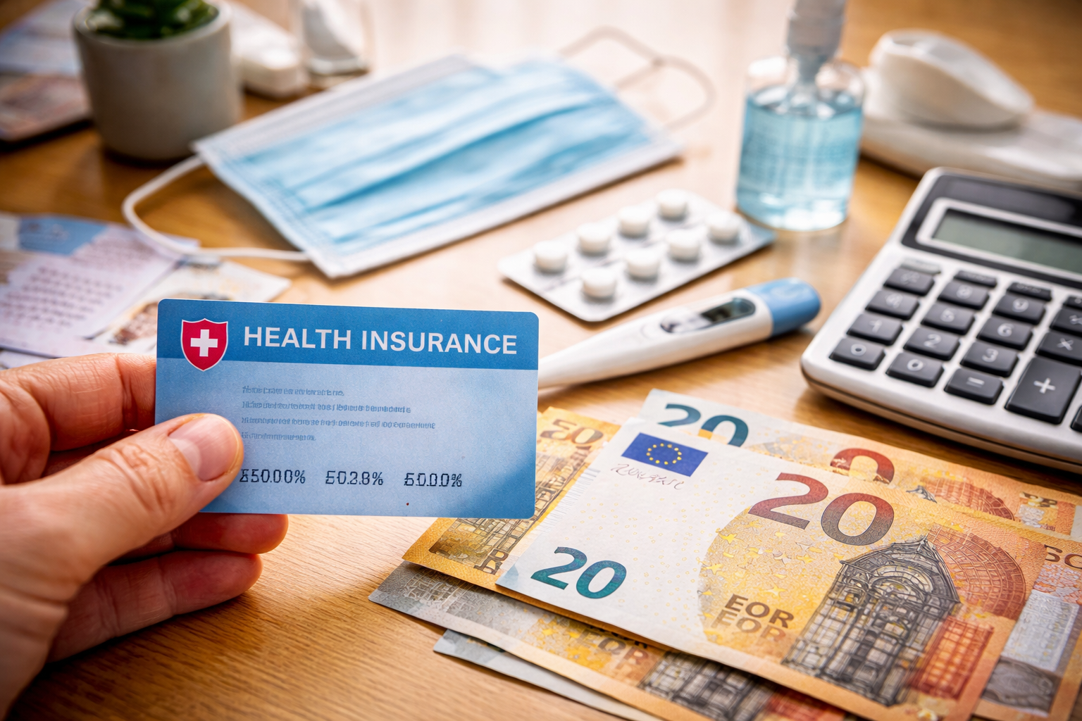 Zdravotné poistenie a financie na stole
