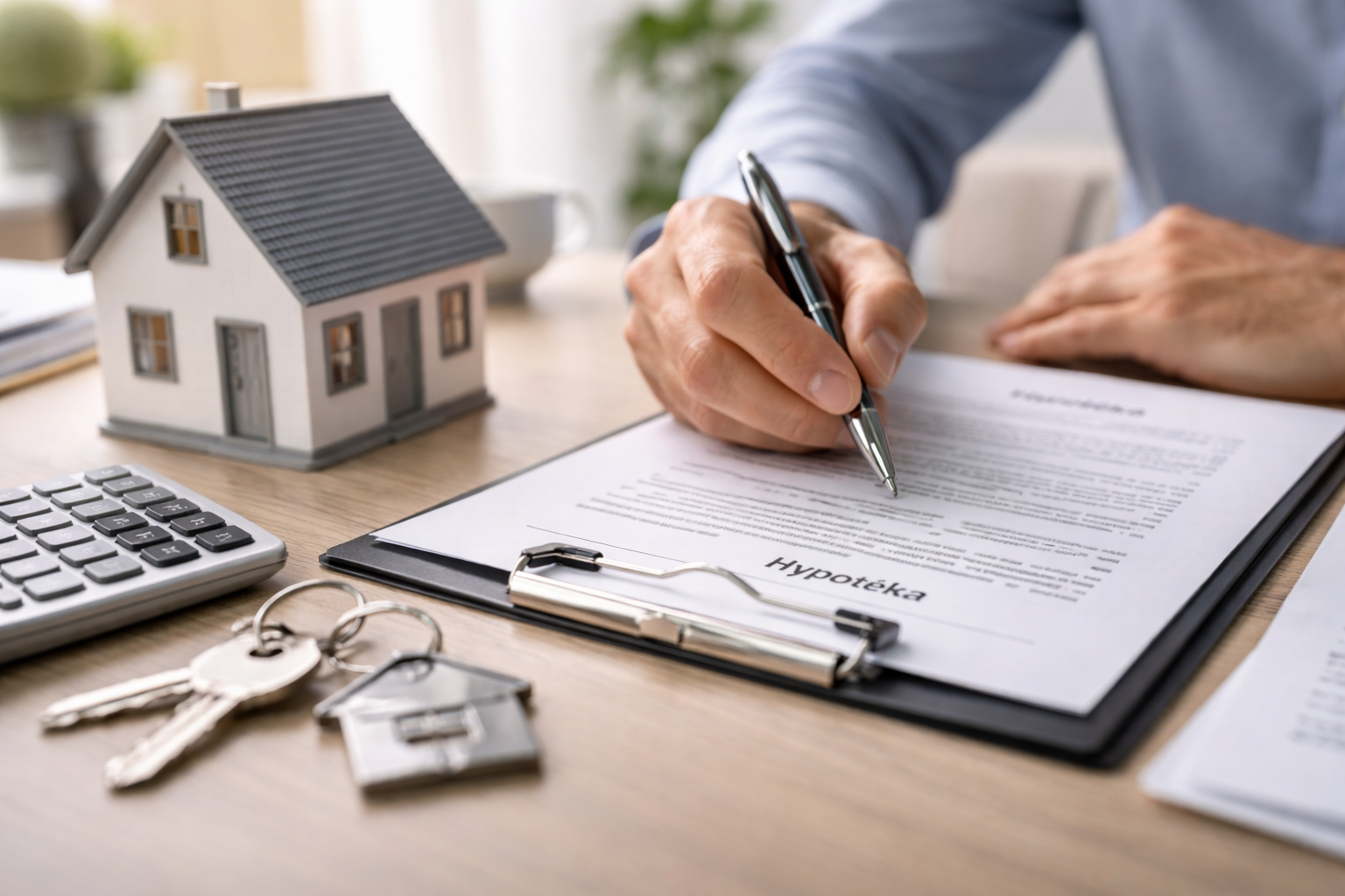 Podpisovanie hypotéky na stole